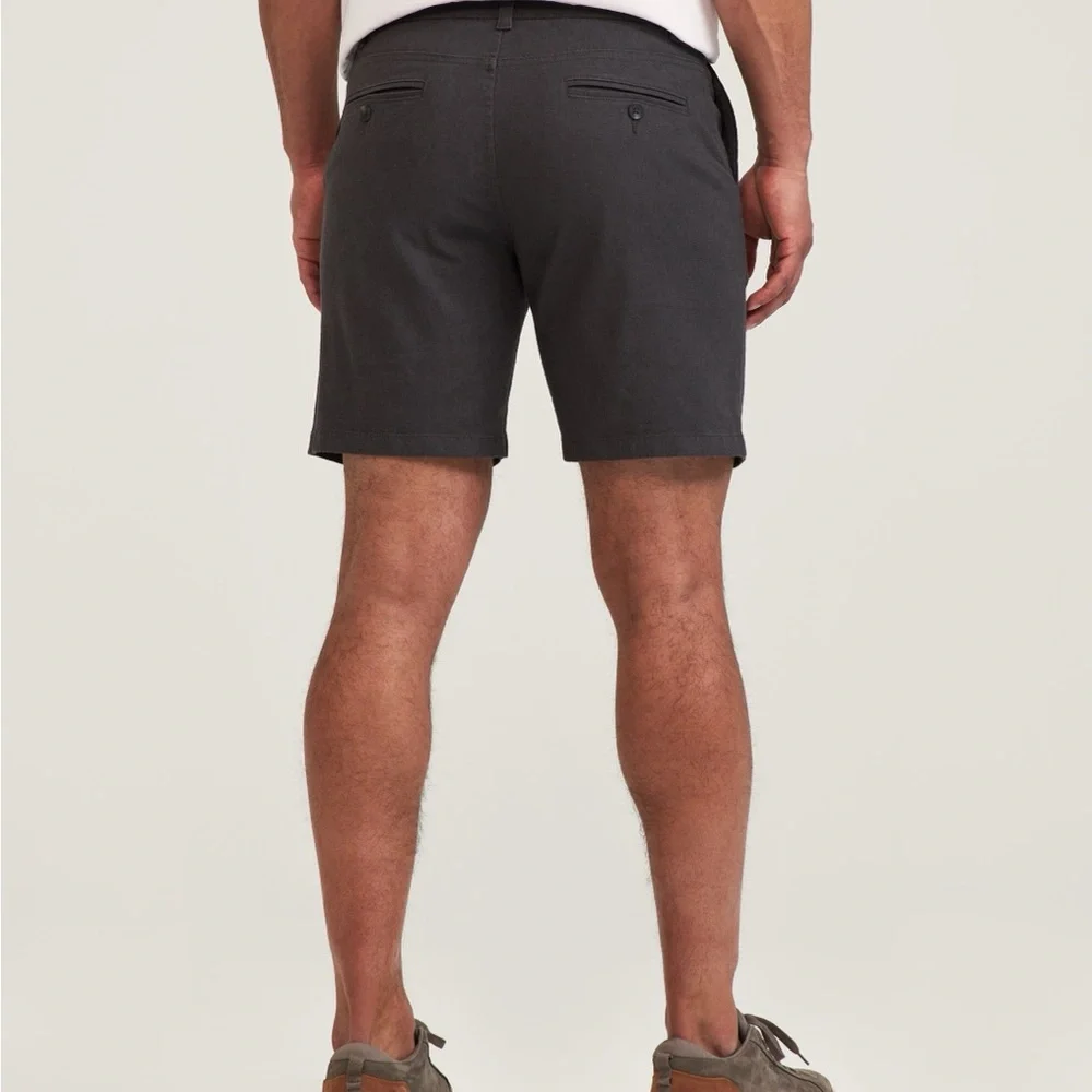 Sz 32 chino Denver Hayes Men's 8 Inch Linen Stretch Short Men's black Shorts - Picture 6 of 15